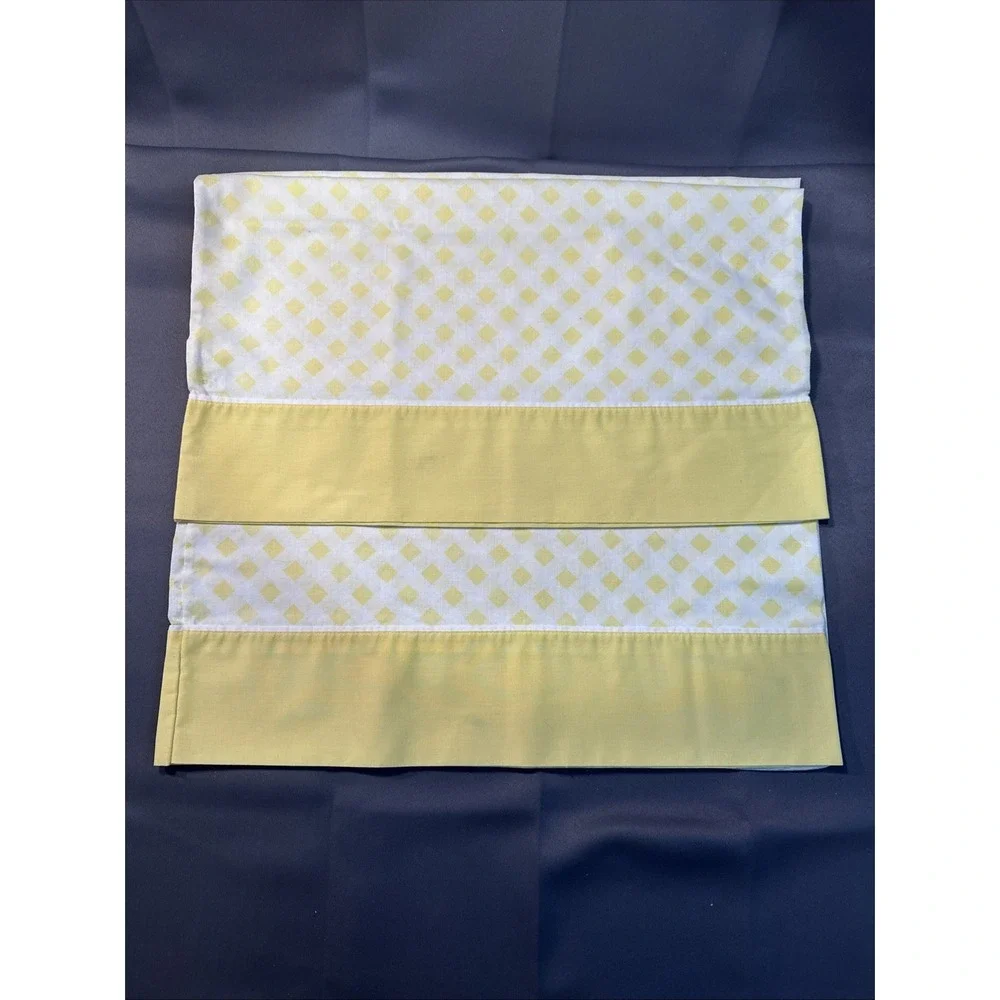 2 Vtg Dan River Dantrel King Size Pillow Cases Yellow Check Plaid No Iron Muslin